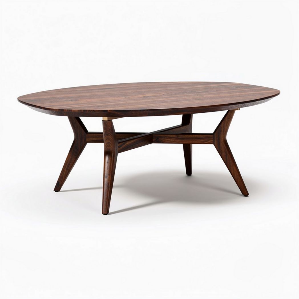 Oval wooden coffee table for living room - 180 x 90 x 75cm