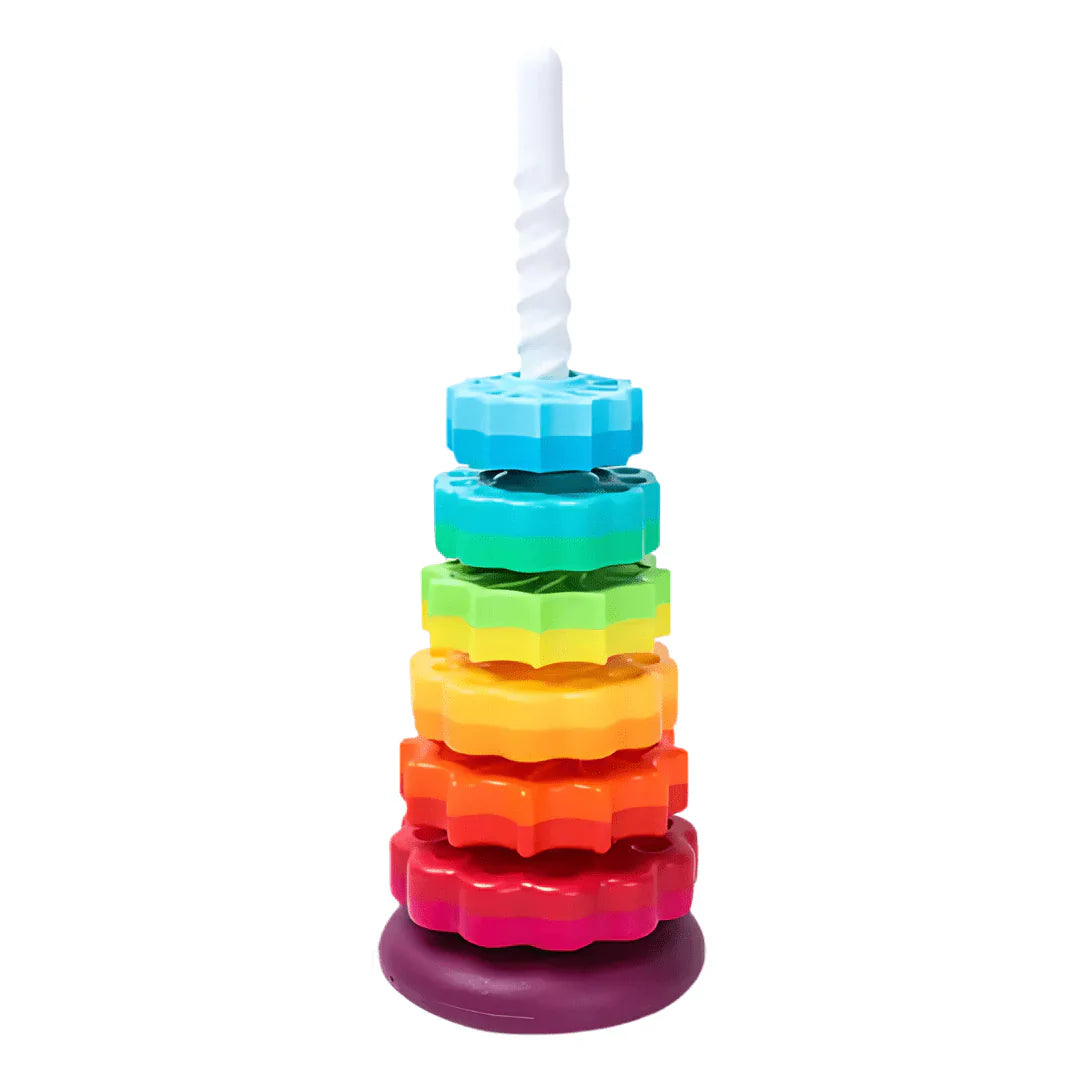 Rainbow Stacker Rotating Tower â€?6-Layer Spiral Gear Toy for Toddlers