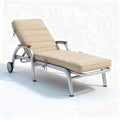 Aluminum frame outdoor lounger with fabric cushion - 200 x 65 x 30cm