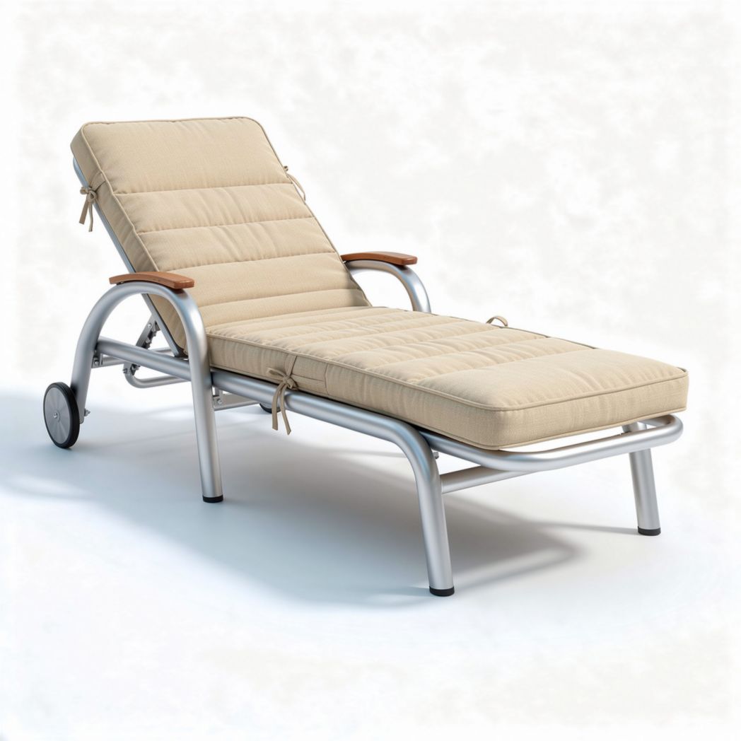 Aluminum frame outdoor lounger with fabric cushion - 200 x 65 x 30cm