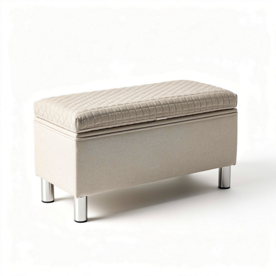 Fabric storage bench with cushioned lid - 90 x 45 x 45cm
