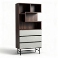 Contemporary bookshelf with metal frame and wooden finish - 80 x 40 x 180cm