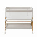 Adjustable Baby Bassinet with Drop-Down Side, Storage, and Mesh