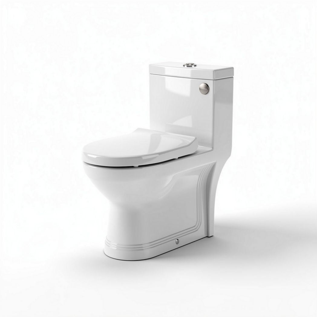 White ceramic toilet with compact design for bathroom use - 70 x 36 x 78cm