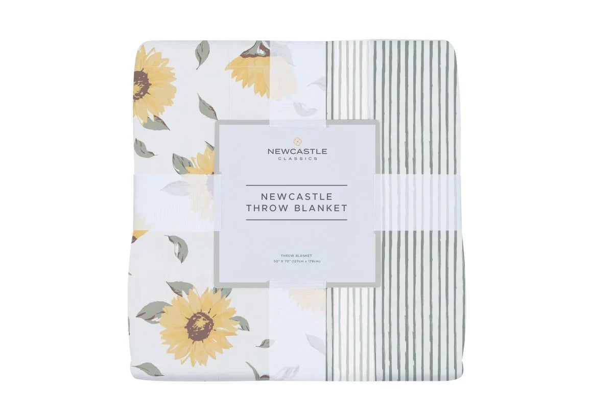 Sunflower Farm and Sage Green Stripe Throw Blanket