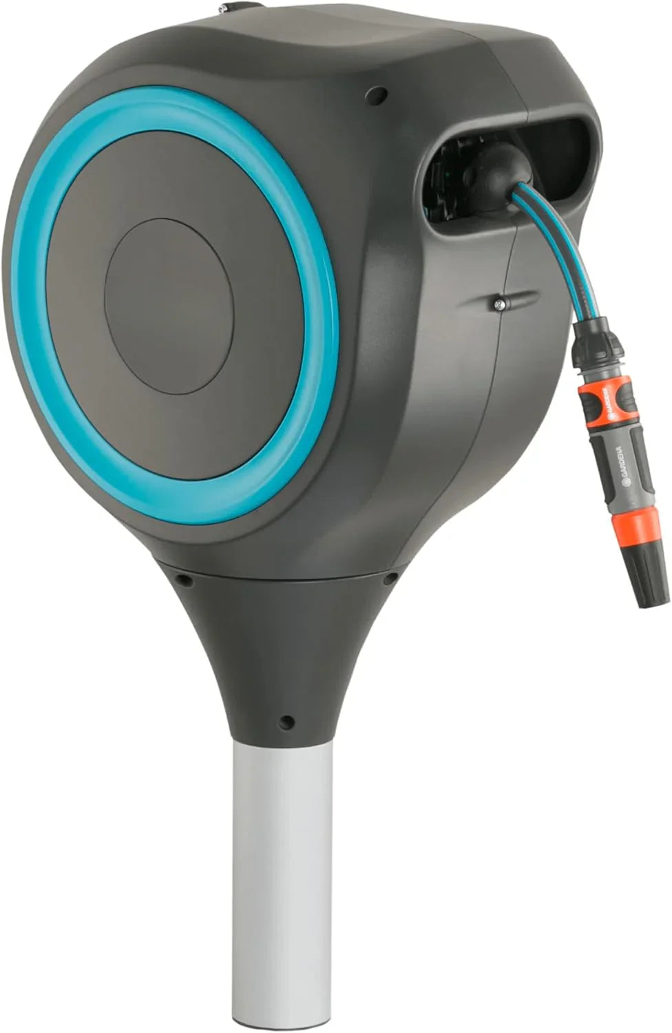 66' x 1/2 Automatic Retractable Garden Hose Reel on Metal Spike, 66' Outside Garden Hose Length, with 360æŽ?Rotation to Reach All Areas of Your Yard