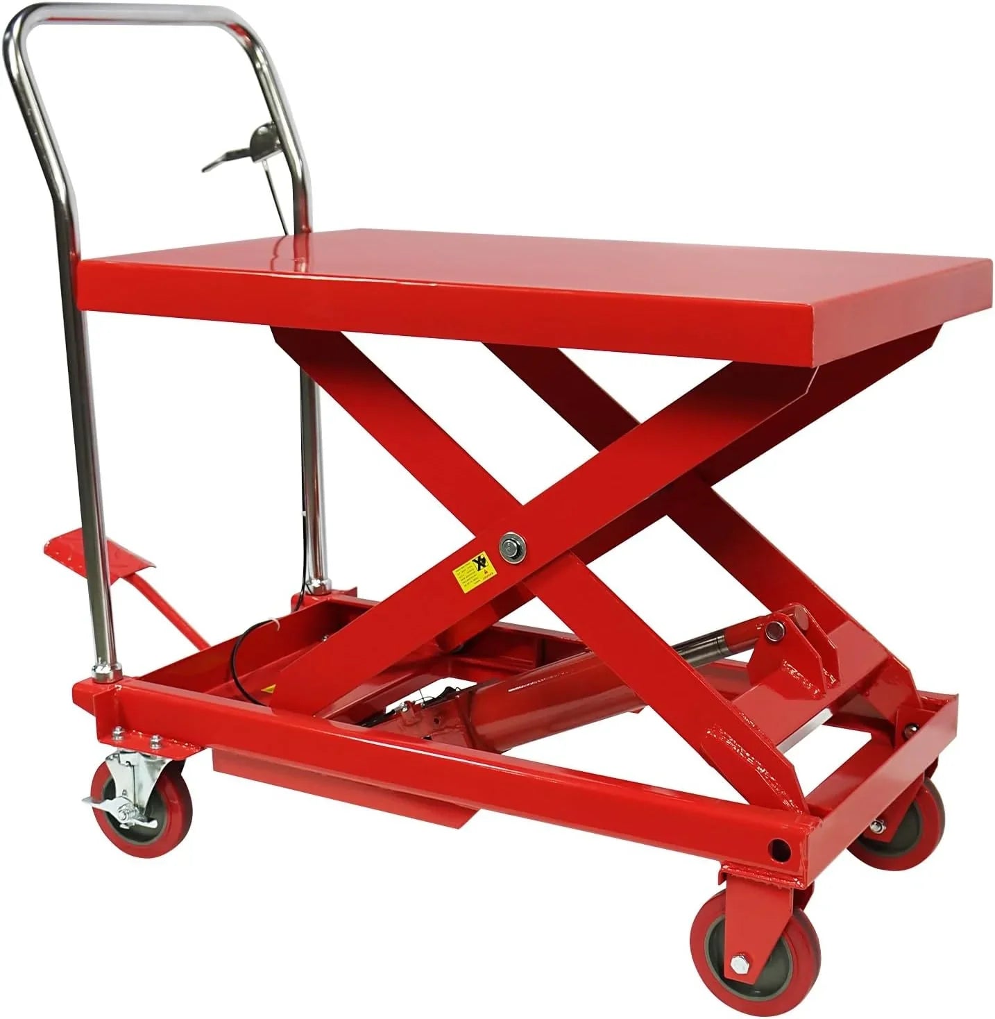 660LBS Hydraulic Lift Table Cart â€?31 Lift Height, Double Scissor Design with 4 Wheels & Non-Slip Pad for Material Handling