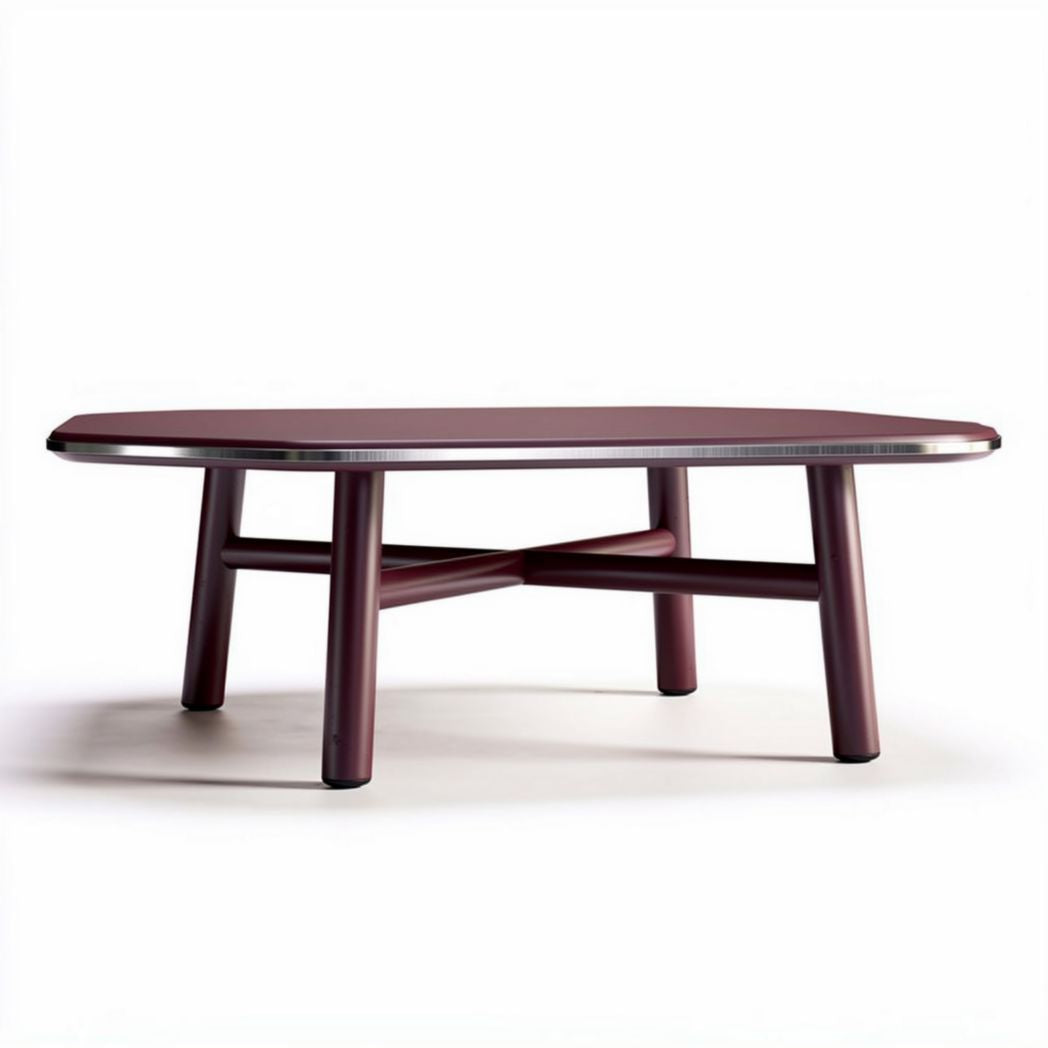 Modern coffee table with metal frame and wooden top - 120 x 80 x 40cm
