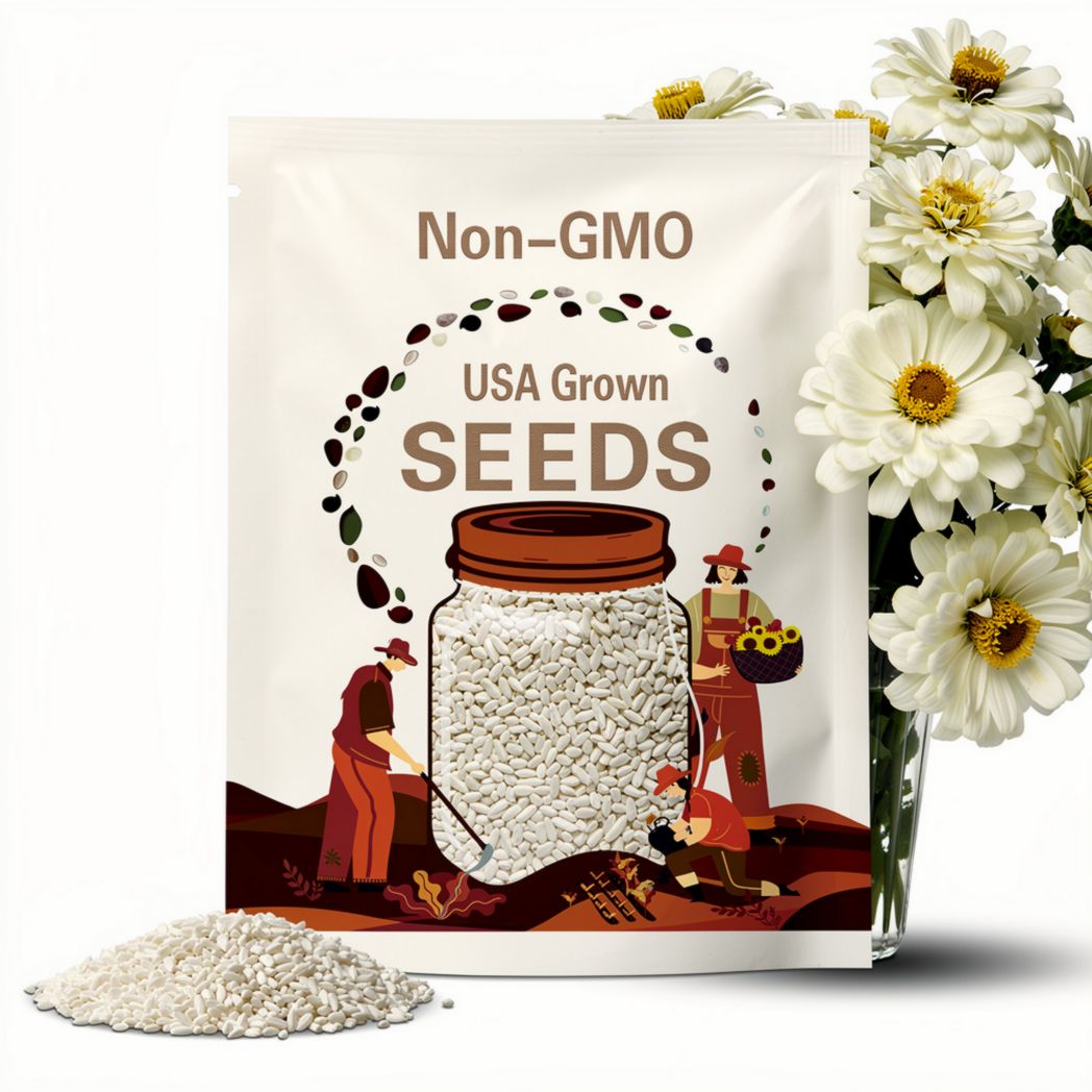 White Zinnia Flower Seeds - Grow Beautiful Flowers Indoors, Outdoors, In Pots, Grow Beds, Soil, Hydroponics & Aquaponics