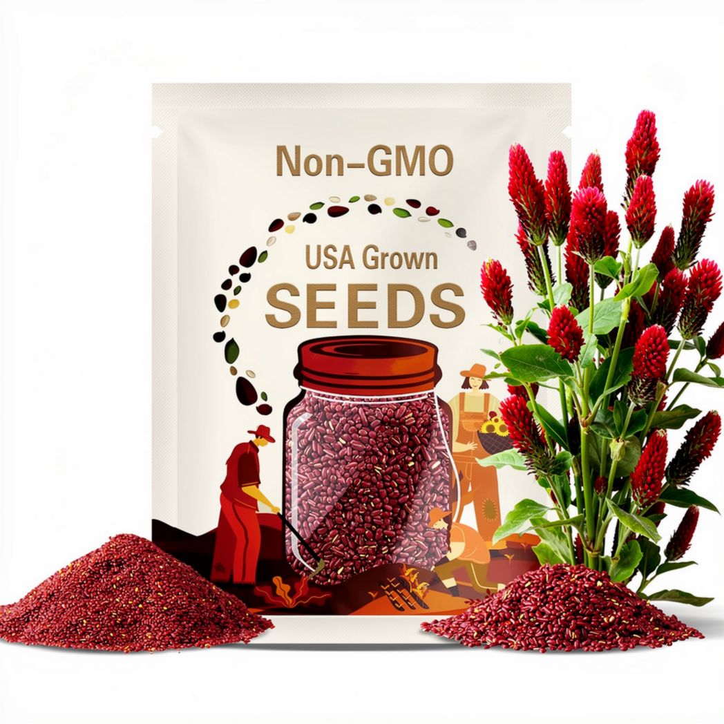 3000 CRIMSON CLOVER (Carnation, French, or Italian Clover) Trifolium Incarnatum Flower Seeds