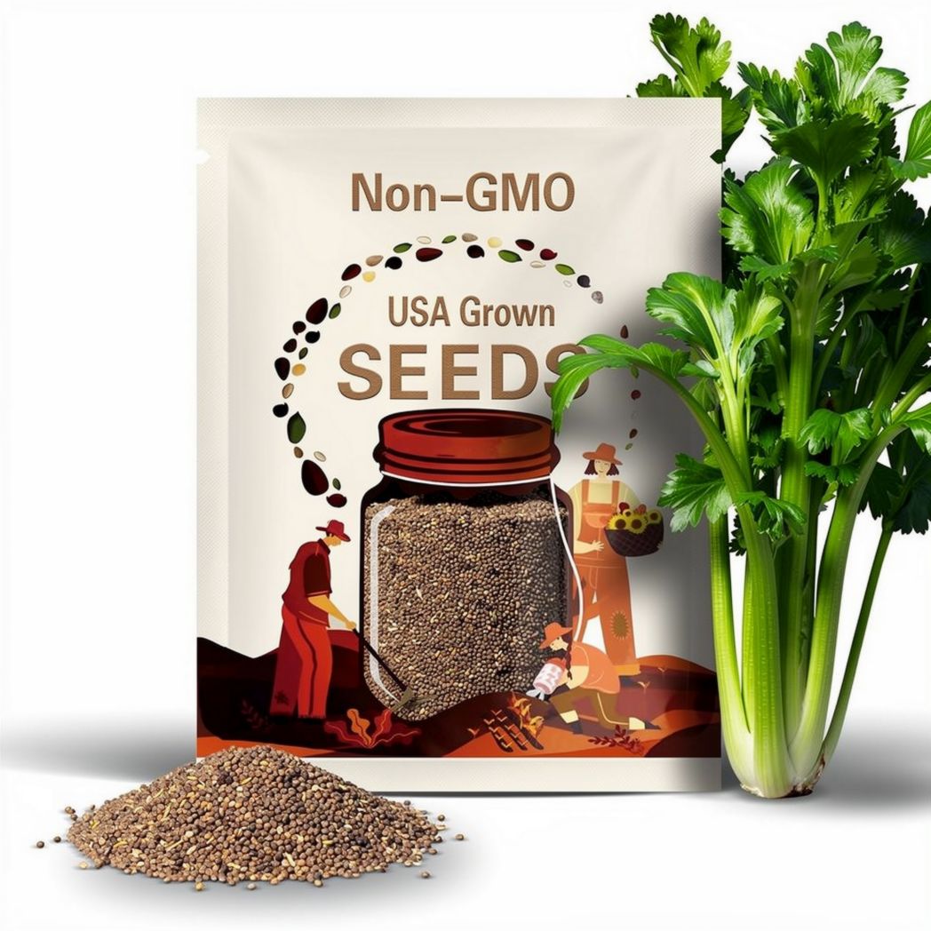 Tendercrisp Celery Seeds, NON-GMO, American Green, Nearly Stringless, Free Shipping