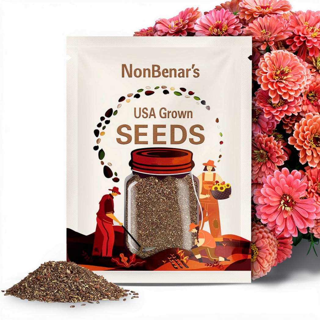 100 Benary's Salmon Queen Zinnia Seeds | California Coral Zinnia Blooms, Salmon-Pink Flowers, Annual Pollinator-Friendly Garden Cut Flowers