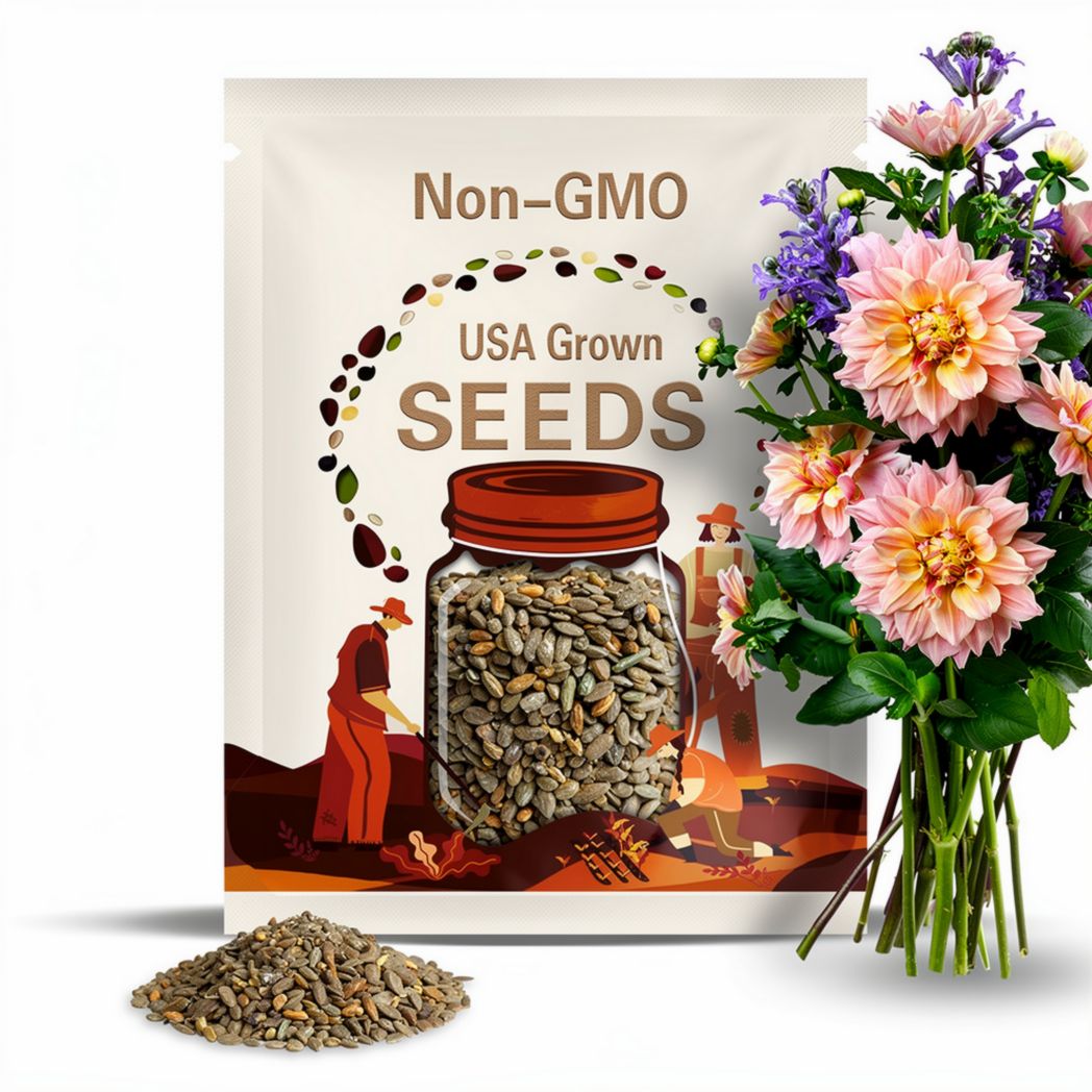 40 Seeds | Dinnerplate Break Out Dahlia Seeds - Pollinator Friendly- Open Pollinated - Heirloom - Flower Seeds - Mix Seeds -#D032.