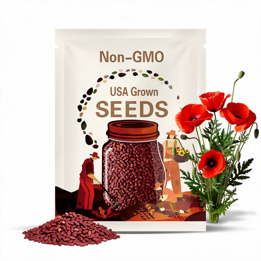 100 Red Poppy seeds perennial Showy blooms. Easy to grow seeds for planting home garden seeds Limited supply Order Now!