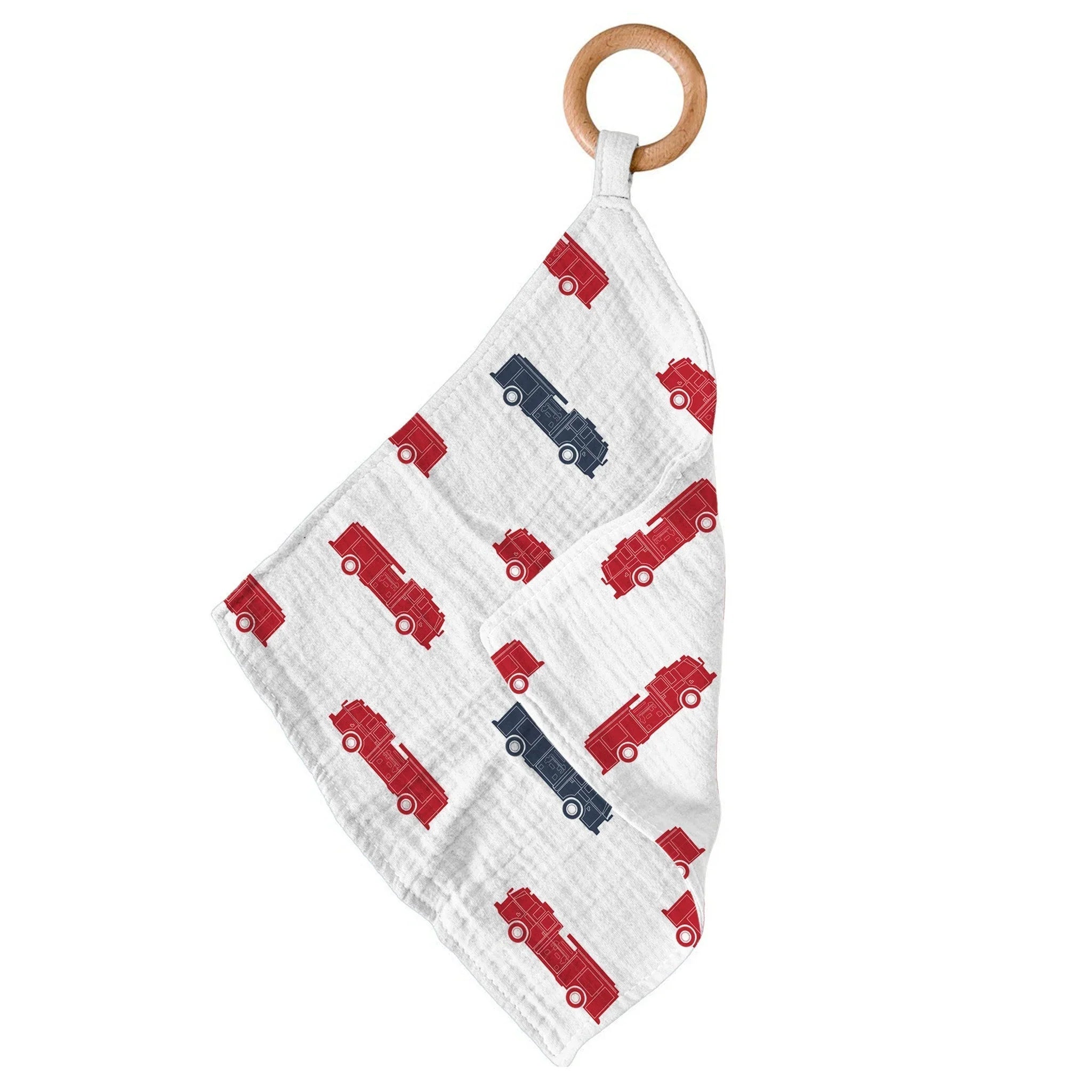 Blue and Red Fire Trucks Newcastle Teether